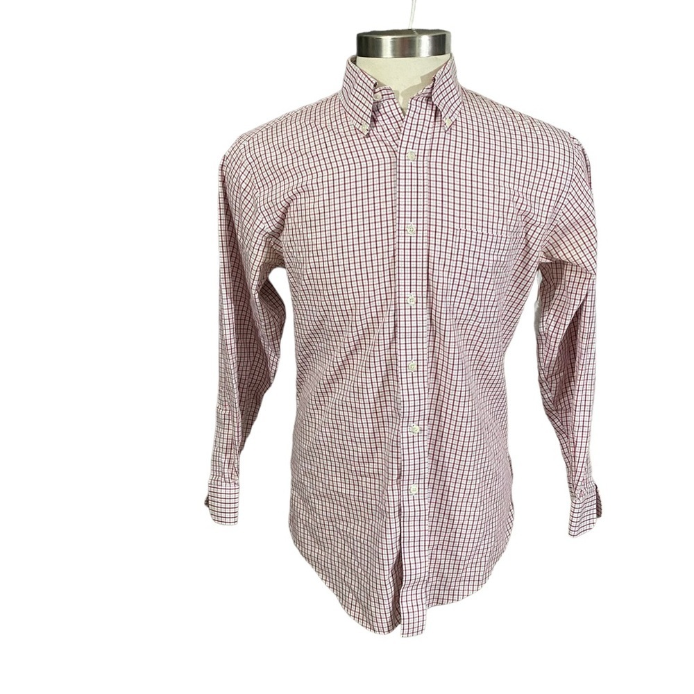 Brooks Brothers 1818 Regent Men White Red Gingham Button-Up Suit Shirt Sz 16-2/3